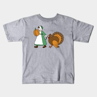 Thanksgiving Pilgrim and Turkey Kids T-Shirt